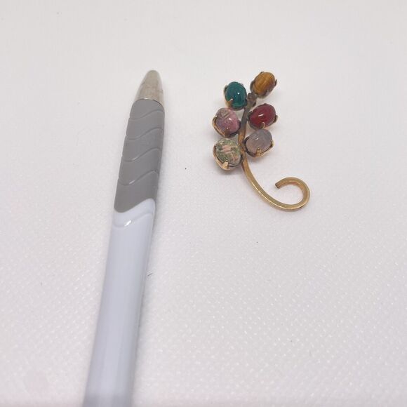 VINTAGE EGYPTIAN REVIVAL SIGNED BAL-RON SCARAB 12K FLOWER PIN BROOCH - Picture 8 of 8